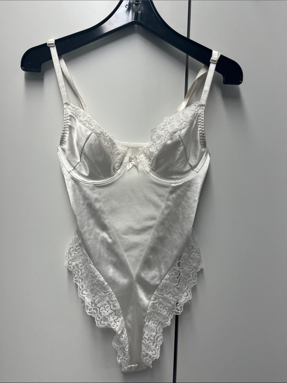 White silky body suit